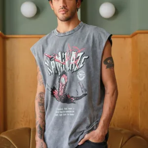 Grey tank printed t-shirt