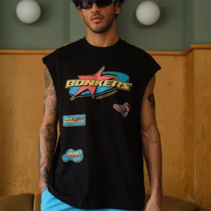 Black printed tank t-shirt