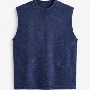 NAVY BLUE ACID WASH TANK T-SHIRT