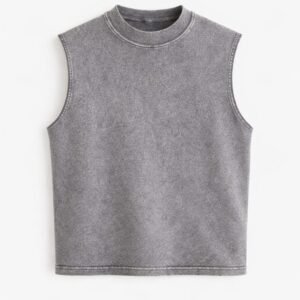 GREY ACID WASH TANK T-SHIRT