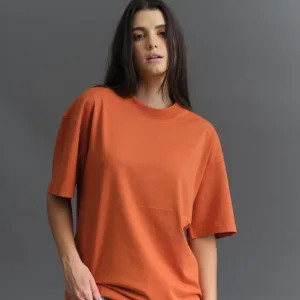 Solid Rusty Orange Soft Jersey Oversized T-shirt